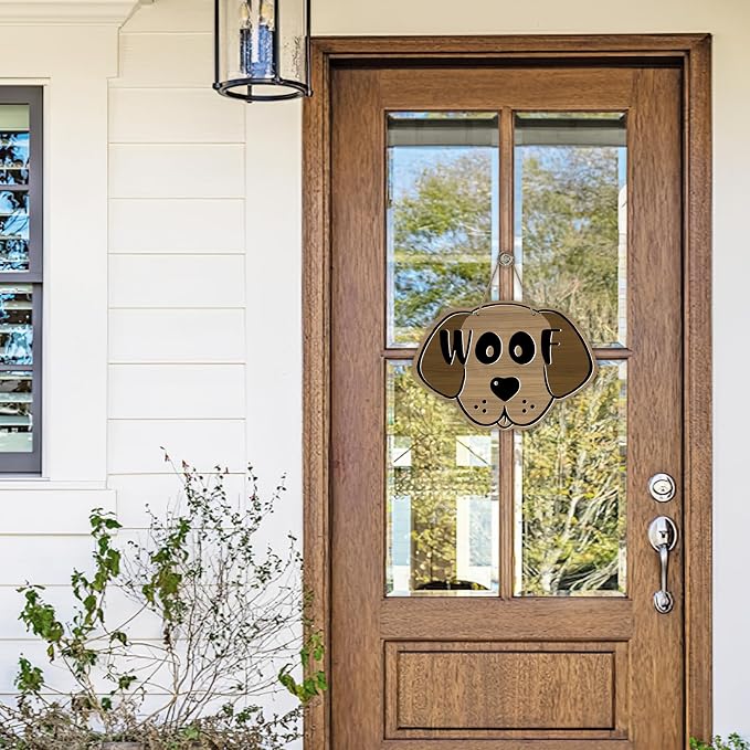 Cute Dog Front Door Sign, Farmhouse Wood Door Hanger Outdoor Outside Porch - Image 4