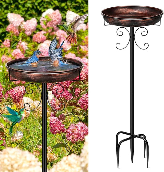 Daoeny 35In Metal Bird Bath for Outside, Vintage Freestanding Birdbaths & by Daoeny
