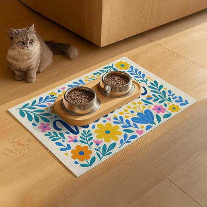 Daisy Flower Pet Food Mat 20" x 12" Welcome Sign Pet Feeding Mat Non Slip Mats - Image 9