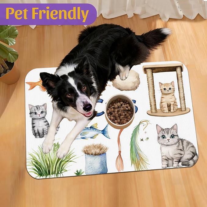 Cat Fun Pet Feeding Mat, Absorbent Bowl Pad - Image 7