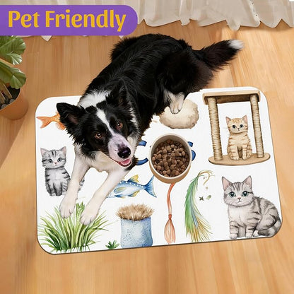 Cat Fun Pet Feeding Mat, Absorbent Bowl Pad - Image 7