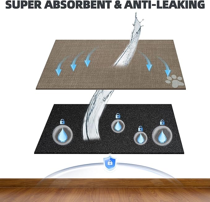 PUPTECK Dog Food Mat, Absorbent Pet Cat Feeding Mat - Image 3