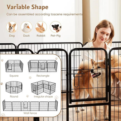 DUMOS Dog Playpen Indoor, Metal 40 Inch 8 Panels Foldable Pet Fence - Image 4