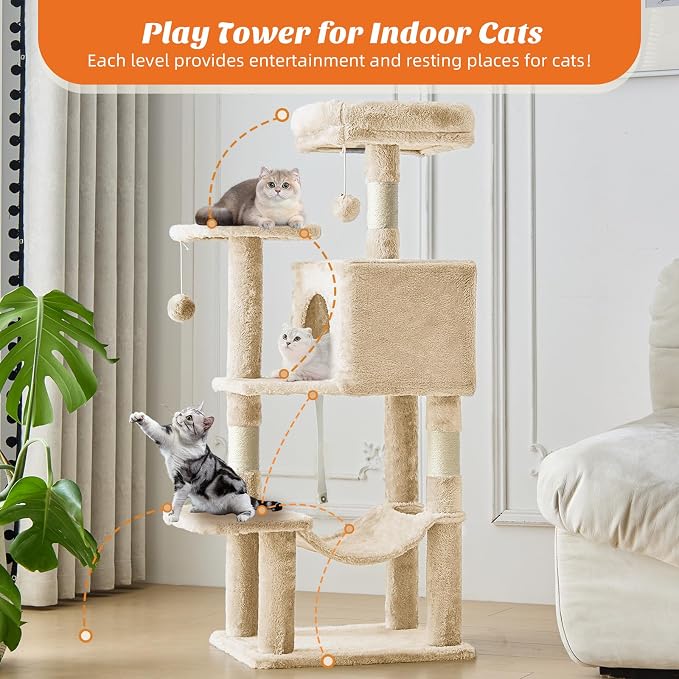 Sweetcrispy 44 Inch Cat Tree Tower, Cat Climbing Tower - Image 2