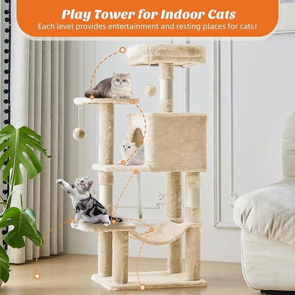 Sweetcrispy 44 Inch Cat Tree Tower, Cat Climbing Tower - Image 2