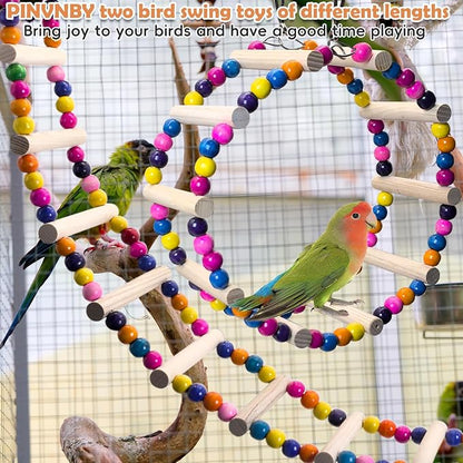 PINVNBY 2 PCS Extra Large Bird Ladder Toys, Wooden Parakeet Swing Toys - Image 8