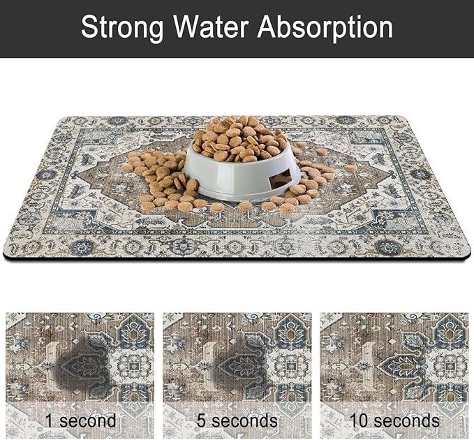 Dog Food Mats for Floors, Absorbent and Quick-Drying Pet Cat Food Mat, - Image 5