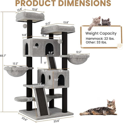 SHA CERLIN 65in Larger Cat Tree Tower Condo - Image 8