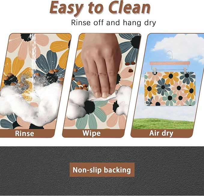 Abstract Daisy Flower Dog Food Mat - Image 4