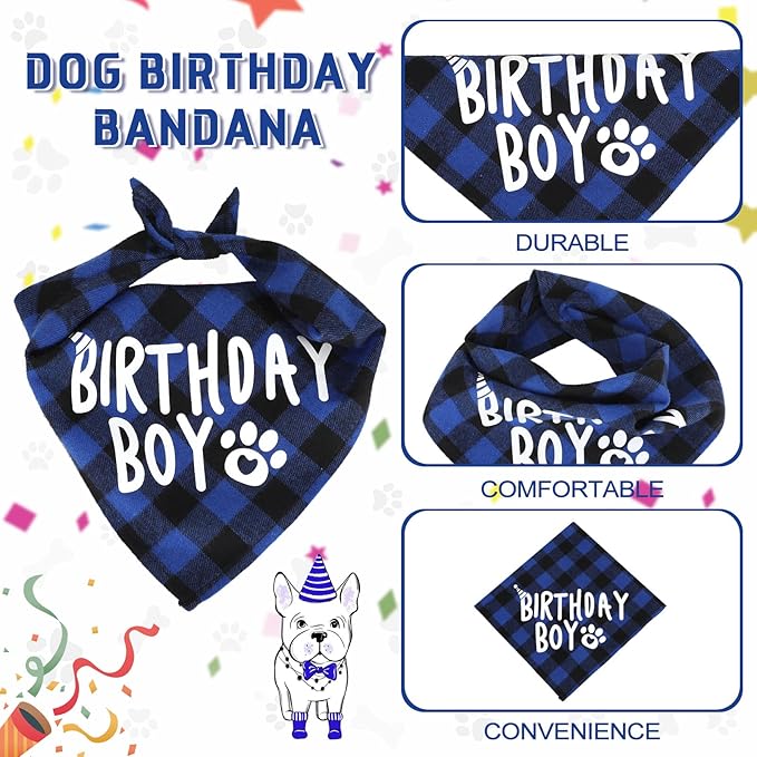 Weewooday Dog Birthday Party Supplies Birthday Boy Girl Cake Bandana Triangle - Image 3