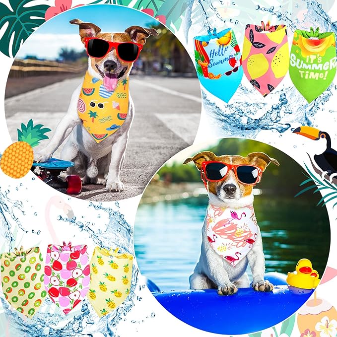 Frienda 20 Pcs Summer Spring Dog Bandanas Hawaiian Style Washable Triangle Pet - Image 3