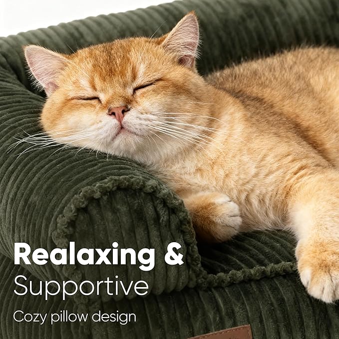 FUKUMARU Dog Couch Bed, Corduroy Cozy Cat Bed - Image 2