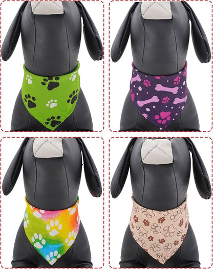 PET SHOW 50 Pack Paw Pattern Big Dog Bandanas Bulk XL Washable Triangle Bibs - Image 5