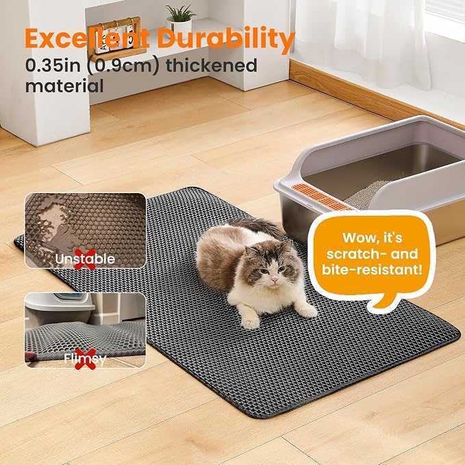 Jumbo Cat Litter Mat, 46x26 Inches Double Layer Honeycomb Litter Trapping Mat - Image 6