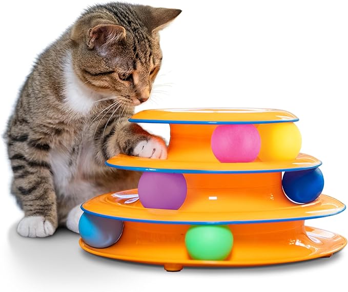 Catstages Tower of Tracks Cat Toy – 3-Level Track Tower by Catstages