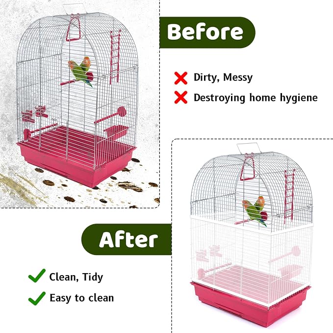 Adjustable Bird Cage Cover, 41-67‘’Bird Cage Seed Catcher Guard White Soft Airy - Image 4