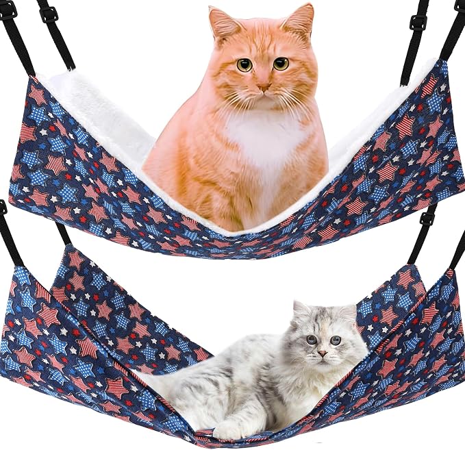 Cat Hammock for Cage Hanging Reversible 2Pack, Pet Hammock Bed Adjustable by Admaison