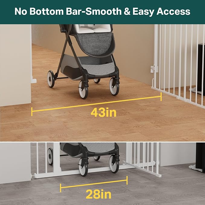 Cumbor 29.2–43" Baby Gate for Stairs, Wall-Mounted, Expandable No Bottom Bar - Image 9