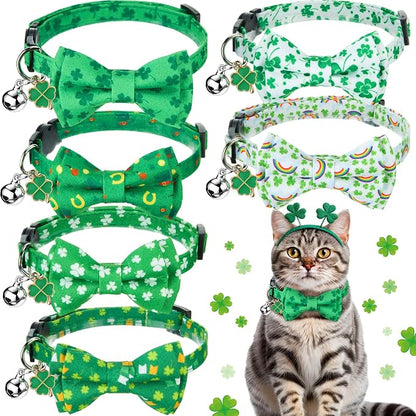 Hsei 6 Pcs St. Patrick's Day Cat Collar Bulk by Hsei