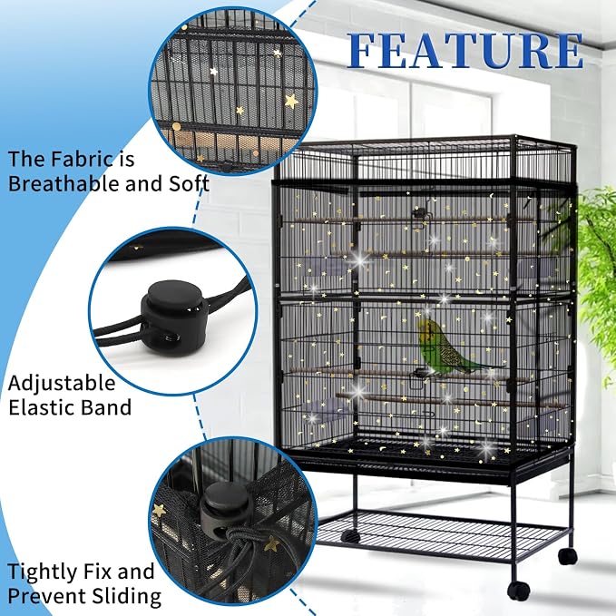 Daoeny Bird Cage Seed Catcher, Large Bird Cage Cover, Adjustable Soft Airy - Image 4