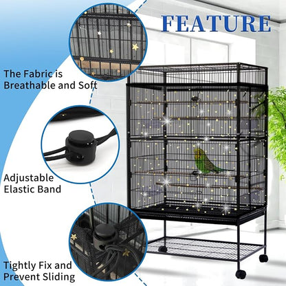 Daoeny Bird Cage Seed Catcher, Large Bird Cage Cover, Adjustable Soft Airy - Image 4