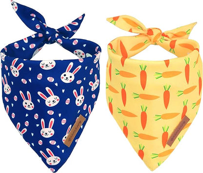 Realeaf Easter Dog Bandanas 2 Pack, Triangle Reversible Pet Scarf by Realeaf