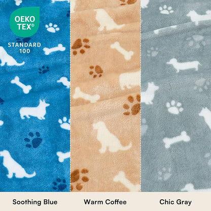 Luciphia 1 Pack 3 Dog Printed Fleece Pet Blankets Washable，Soft Warm Throw - Image 2