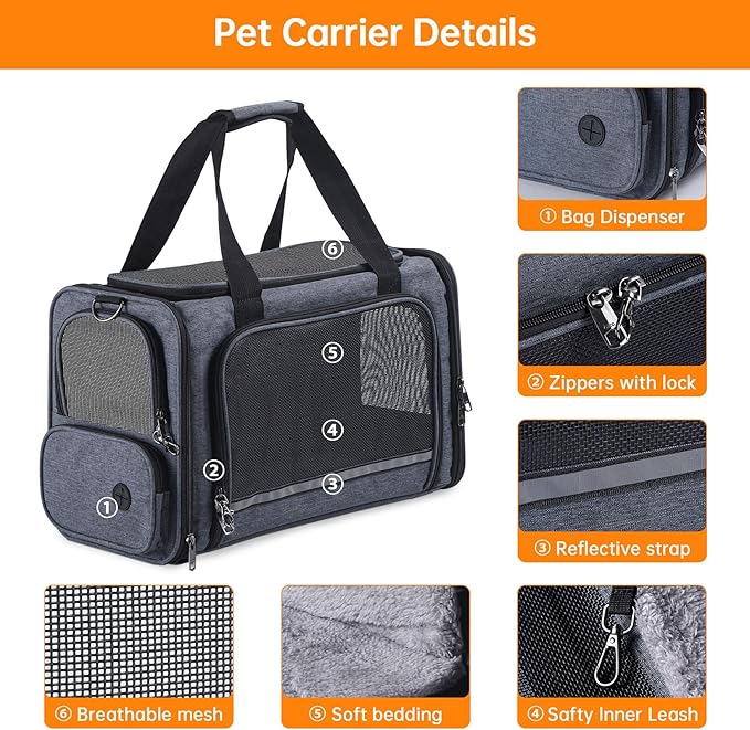 Cat Carrier Pet Travel Carrier by Airplane Approved Under seat, TSA Airline - Image 4