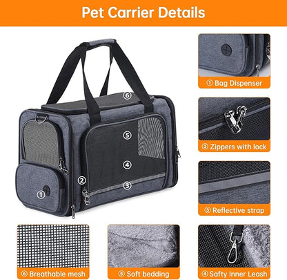 Cat Carrier Pet Travel Carrier by Airplane Approved Under seat, TSA Airline - Image 4