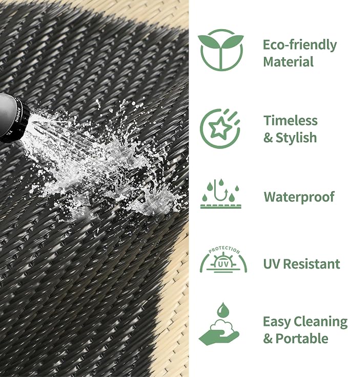 GENIMO Outdoor Rug for Patio Clearance, Lightweight Waterproof RV Camping Mat - Image 5