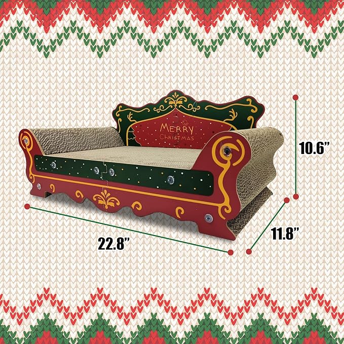 Luxury Cardboard Cat Scratcher Sofa Bed, Couch Shaped Scratching Board - Image 2