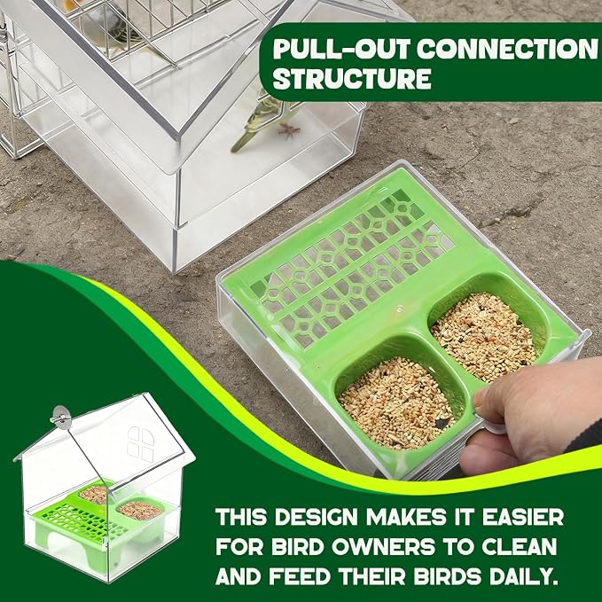 Pull-Out External Parrot Feeder, No Mess Bird Feeder, Decorative Transparent - Image 7