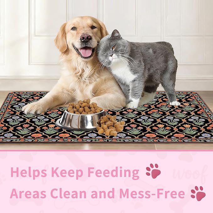 Pet Feeding Mat 20 x 12 Inch, Waterproof Non Slip Rubber Bowl Pad Mat - Image 6