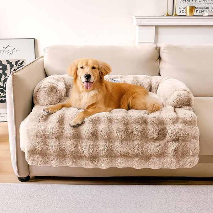 FUNNY FUZZY Pet Fluffy Fuzzy Calming Dog Couch Bed Sofa Protector Washable Pets by FUNNYFUZZY