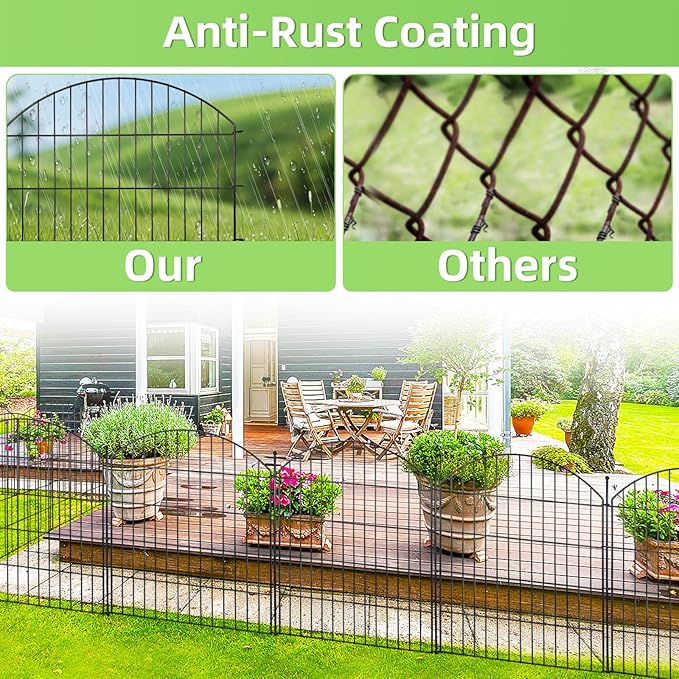Decorative Garden Fence 32in x12ft, 5 Pack No Dig Fence Animal Barrier - Image 6