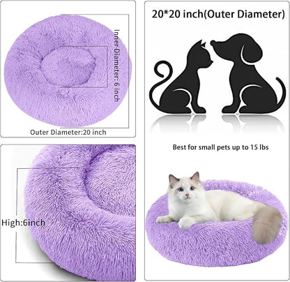 Dog Bed for Small Medium Large Dogs, 20 inch Calming Dogs Bed, Washable-Round - Image 5