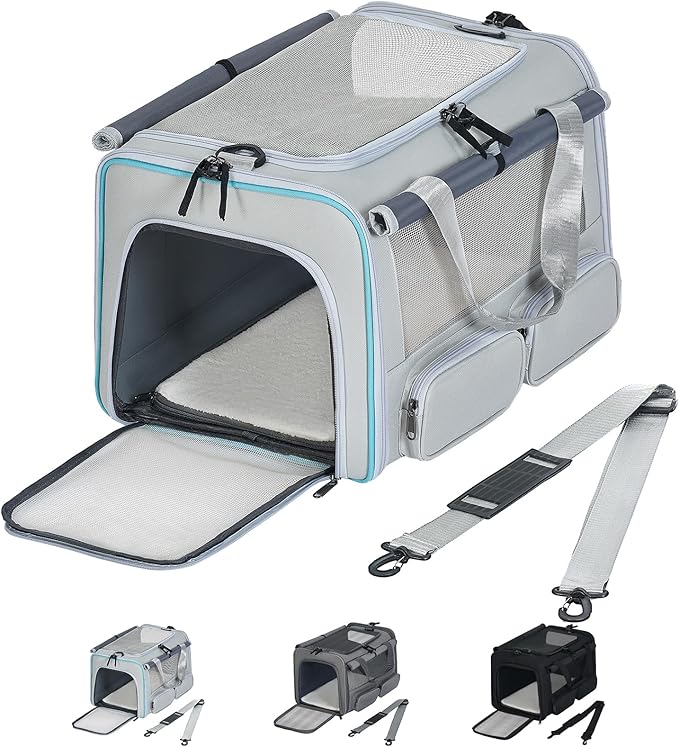 Cat, Dog Carrier for Pets up to 15 lbs, Soft-Sided Collapsible Pet Carrier by Hannadepot