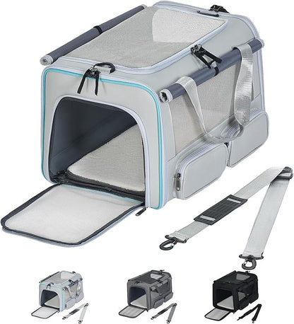 Cat, Dog Carrier for Pets up to 15 lbs, Soft-Sided Collapsible Pet Carrier by Hannadepot