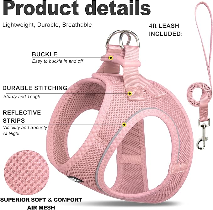 Fida Comfy Dog Harness with Leash, Cat Vest Harness Escape Proof, Breathable - Image 2