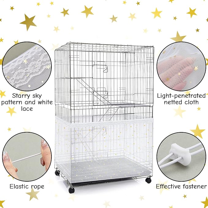 Shappy Large Bird Cage Cover, Bird Cage Seed Catcher, Adjustable Star Pattern - Image 3