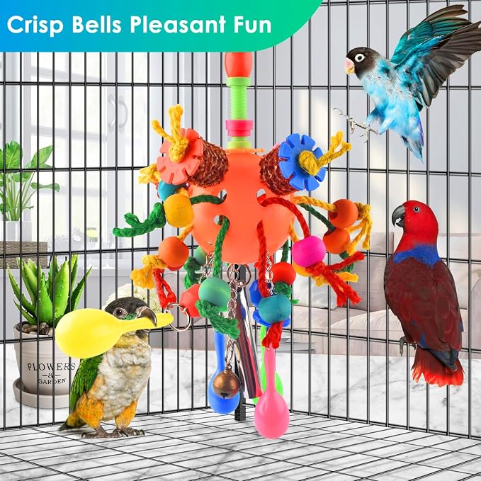 KATUMO Bird Toys, Parrot Toys Parakeet Foraging Shredder Hanging Toys Bird Ball - Image 4
