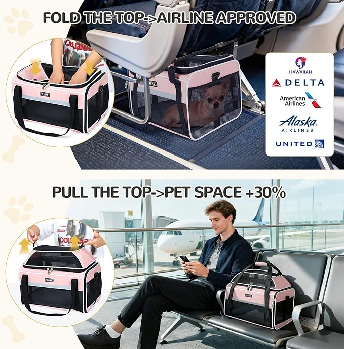 Lekereise Top-Expandable Pet Carrier 17x11x9.5 Inch Alaska Hawaiian Airline - Image 2