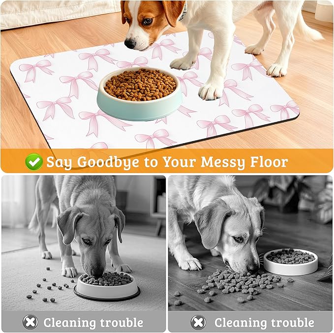 Pet Feeding Mat, Non-Slip Water Bowl Placemat, Pet Supplies 16" x 24" - Image 4
