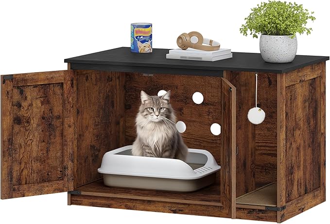 Cat Litter Box Enclosure, Hidden Litter Box Cabinet Furniture - Image 9