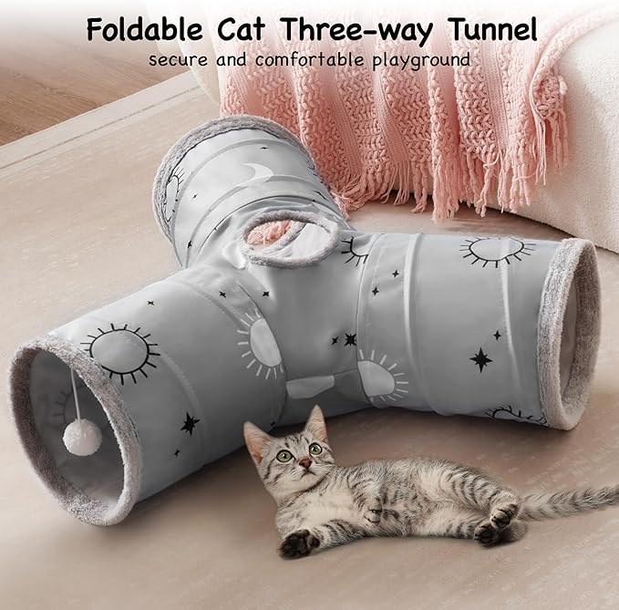 Tempcore Pet Cat Tunnel Tube Cat Toys 3 Way Collapsible, Cat Tunnels - Image 3
