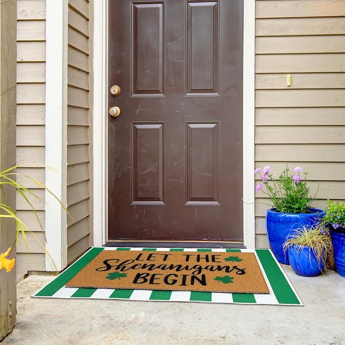 Tinideya 2 Pcs Irish Festival Door Mat Fest Welcome Non Slip Coir Mats - Image 5