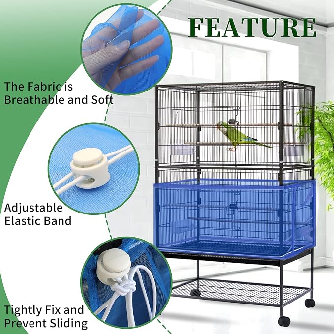 Daoeny Large Bird Cage Cover, Bird Cage Seed Catcher, Adjustable Soft Airy - Image 4