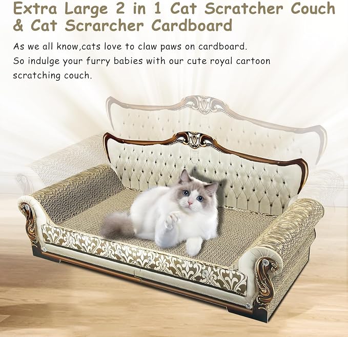 Luxury Cardboard Cat Scratcher Sofa Bed, Couch Shaped Scratching Board - Image 7