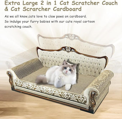 Luxury Cardboard Cat Scratcher Sofa Bed, Couch Shaped Scratching Board - Image 7