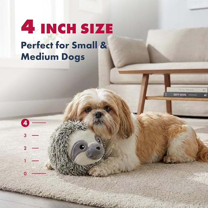 Pet Lou 4 Inch EZ Squeaky Sloth Ball Dog Plush Toy, Stuffing-Free Soft Plush - Image 6